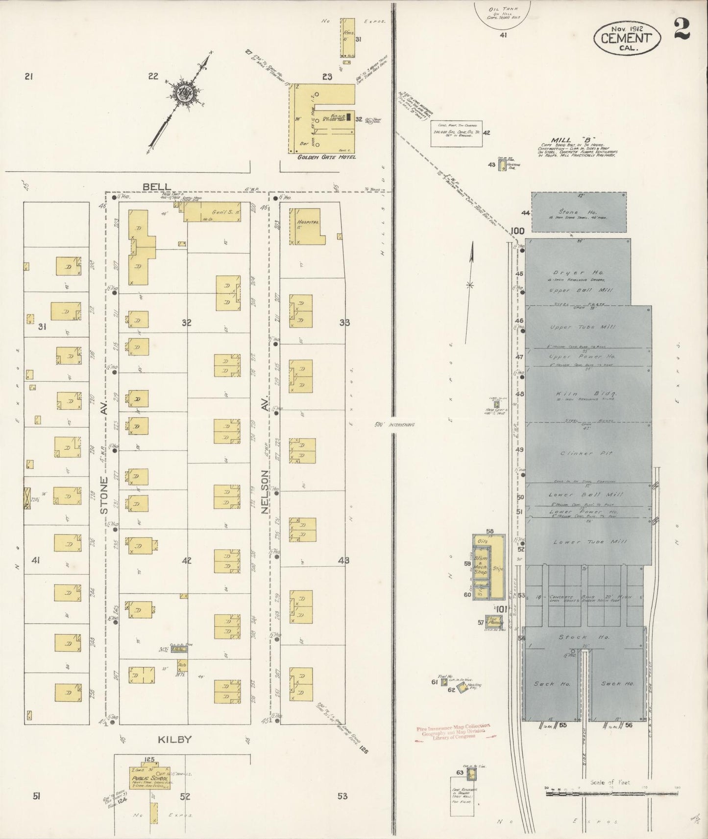 Sanborn Fire Insurance Map from Cement, Solano County, California (1912), Sheet #0002 - Complete Map Set gallery image, historic Sanborn map, vintage wall art, California California