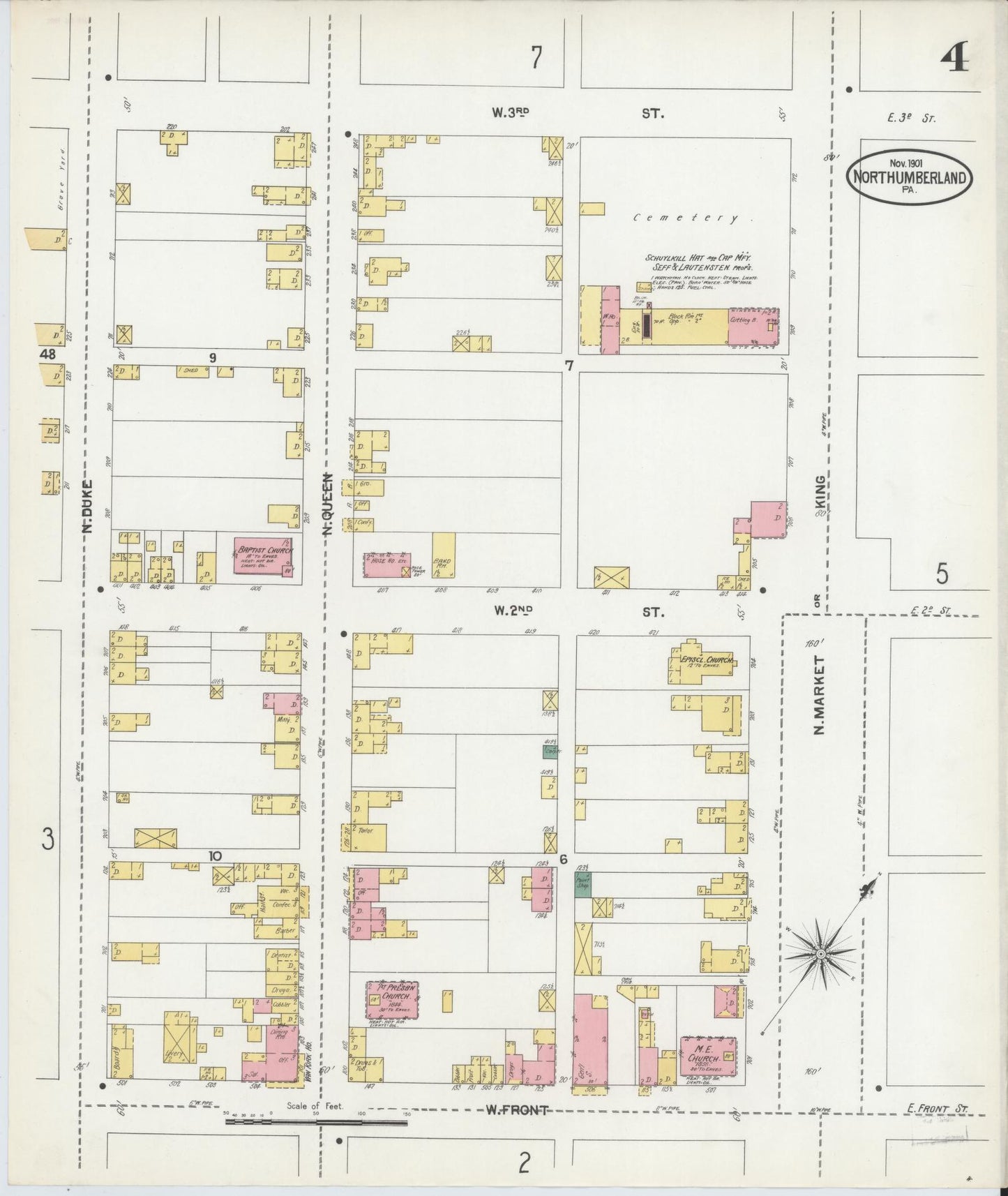 Sanborn Fire Insurance Map from Northumberland, Northumberland County, Pennsylvania (1901), Sheet #0004 - Complete Map Set gallery image, historic Sanborn map, vintage wall art, Pennsylvania Pennsylvania