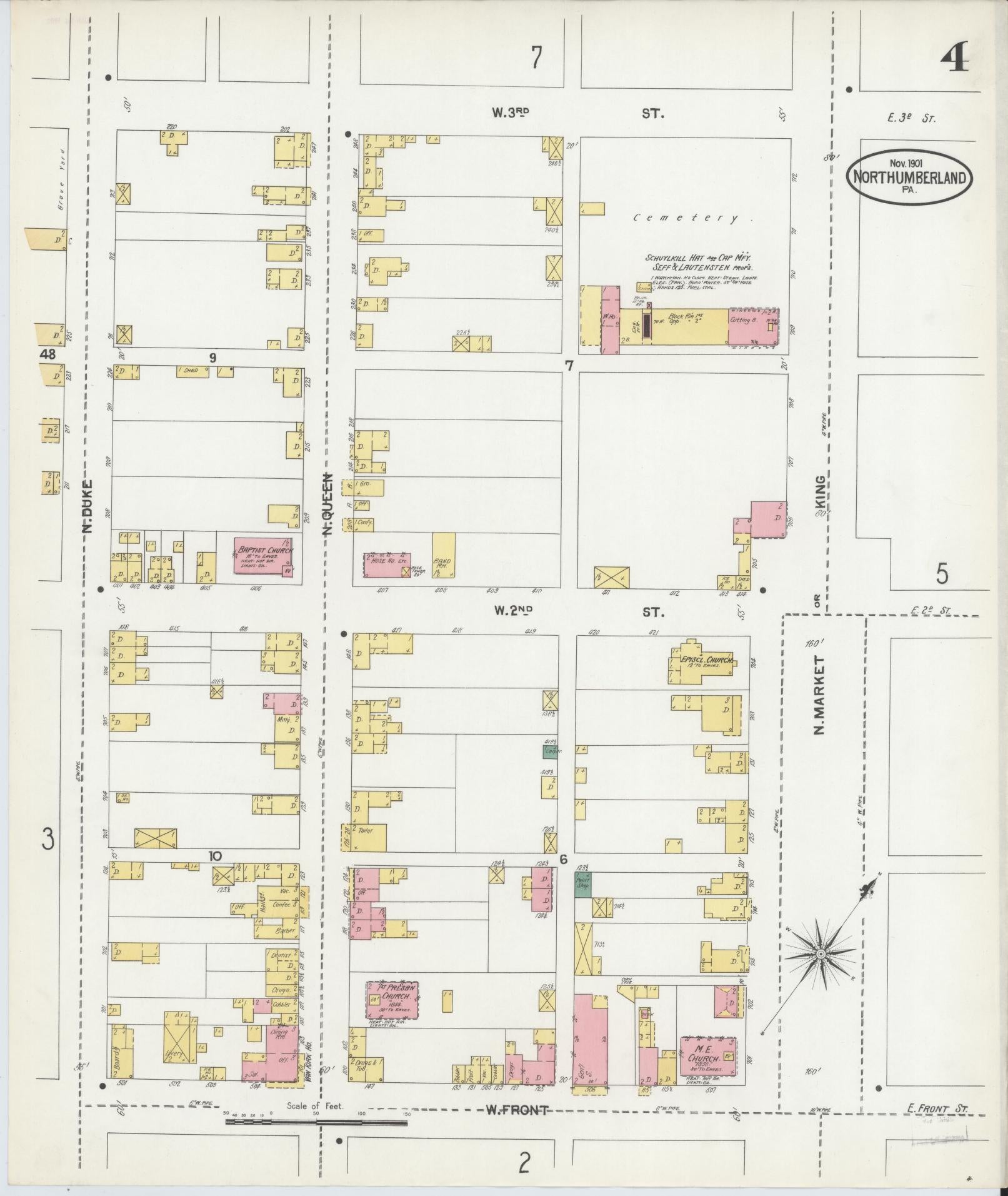 Sanborn Fire Insurance Map from Northumberland, Northumberland County, Pennsylvania (1901), Sheet #0004 - Complete Map Set gallery image, historic Sanborn map, vintage wall art, Pennsylvania Pennsylvania