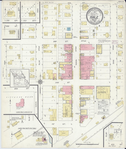 Sanborn Fire Insurance Map from Hale, Carroll County, Missouri (1914), Sheet #0001 - Historic Sanborn Fire Insurance Map Print, vintage old map wall art, antique decor, genealogy gift, Missouri Missouri map