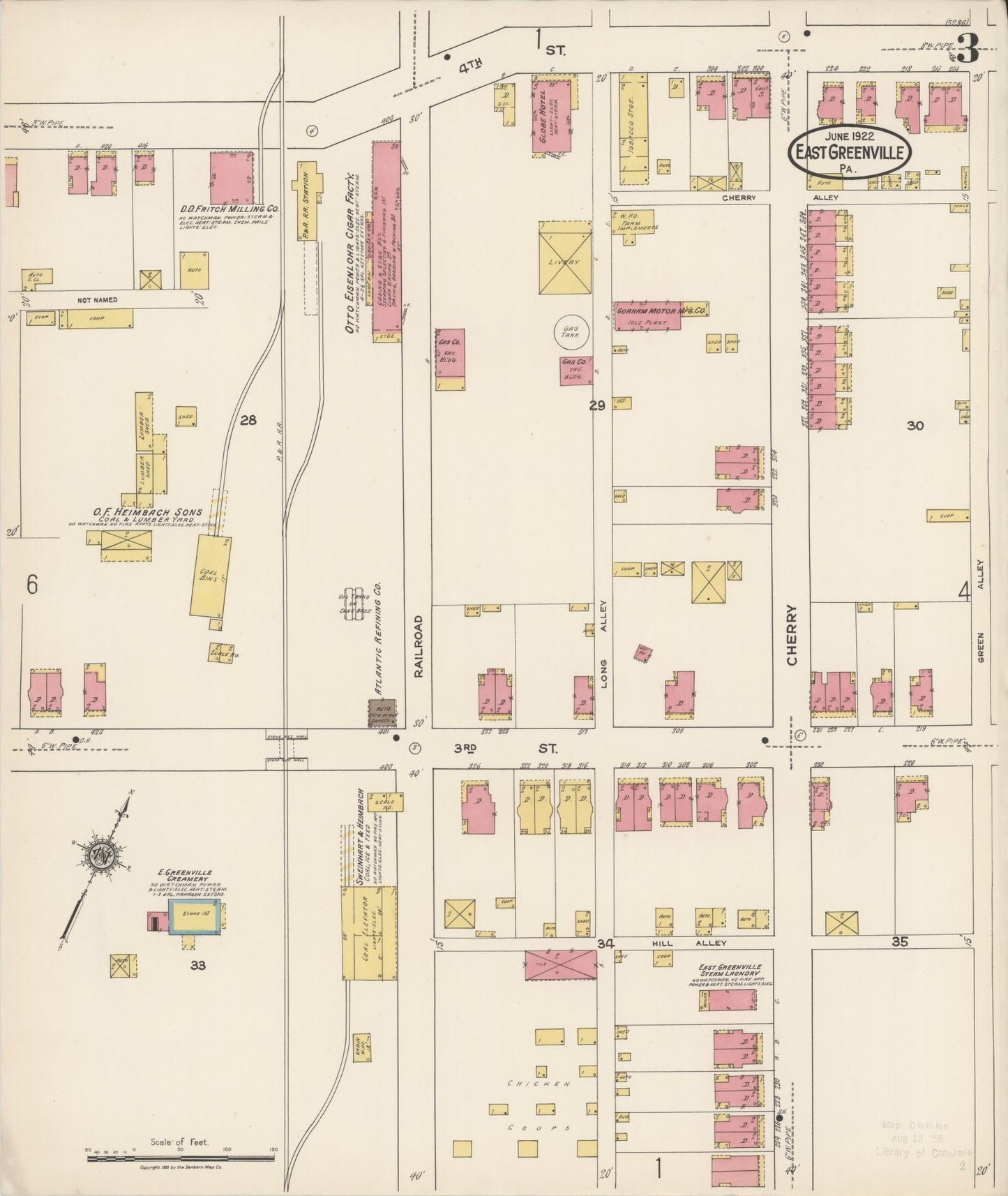 Sanborn Fire Insurance Map from East Greenville, Montgomery County, Pennsylvania (1922), Sheet #0003 - Historic Sanborn Fire Insurance Map Print, vintage old map wall art, antique decor, genealogy gift, Pennsylvania Pennsylvania map