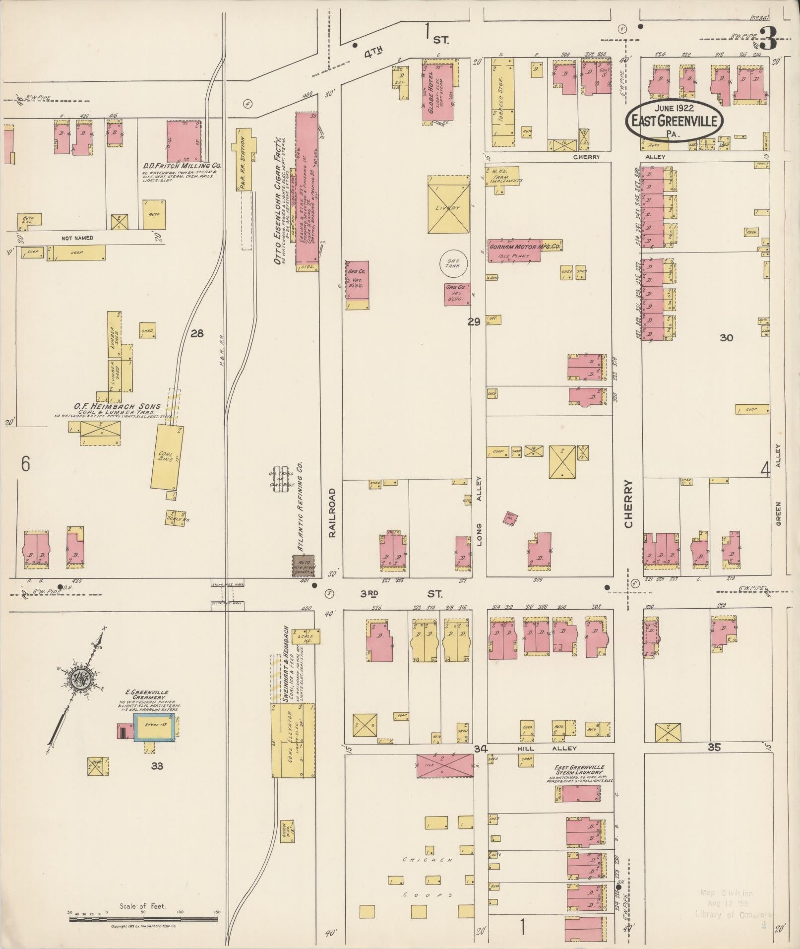 Sanborn Fire Insurance Map from East Greenville, Montgomery County, Pennsylvania (1922), Sheet #0003 - Historic Sanborn Fire Insurance Map Print, vintage old map wall art, antique decor, genealogy gift, Pennsylvania Pennsylvania map
