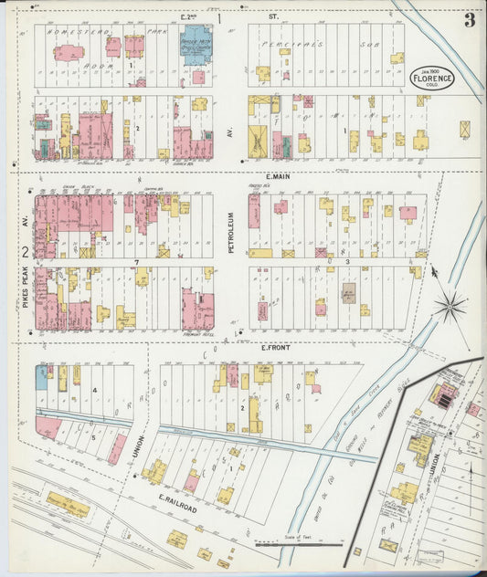Sanborn Fire Insurance Map from Florence, Fremont County, Colorado (1900), Sheet #0003 - Historic Sanborn Fire Insurance Map Print, vintage old map wall art, antique decor, genealogy gift, Colorado Colorado map