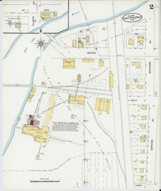 Sanborn Fire Insurance Map from Thief River Falls, Pennington County, Minnesota (1906), Sheet #0002 - Historic Sanborn Fire Insurance Map Print, vintage old map wall art, antique decor, genealogy gift, Minnesota Minnesota map