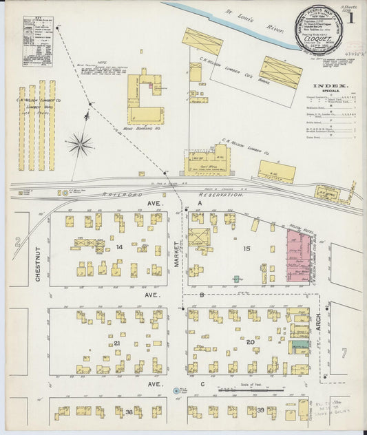 Sanborn Fire Insurance Map from Cloquet, Carlton County, Minnesota (1892), Sheet #0001 - Complete Map Set gallery image, historic Sanborn map, vintage wall art, Minnesota Minnesota