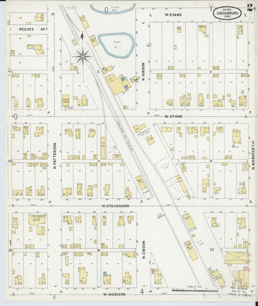 Sanborn Fire Insurance Map from Gibsonburg, Sandusky County, Ohio (1902), Sheet #0002 - Historic Sanborn Fire Insurance Map Print, vintage old map wall art, antique decor, genealogy gift, Ohio Ohio map
