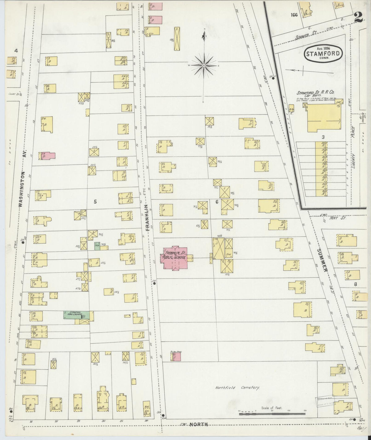 Sanborn Fire Insurance Map from Stamford, Fairfield County, Connecticut (1896), Sheet #0002 - Complete Map Set gallery image, historic Sanborn map, vintage wall art, Connecticut Connecticut