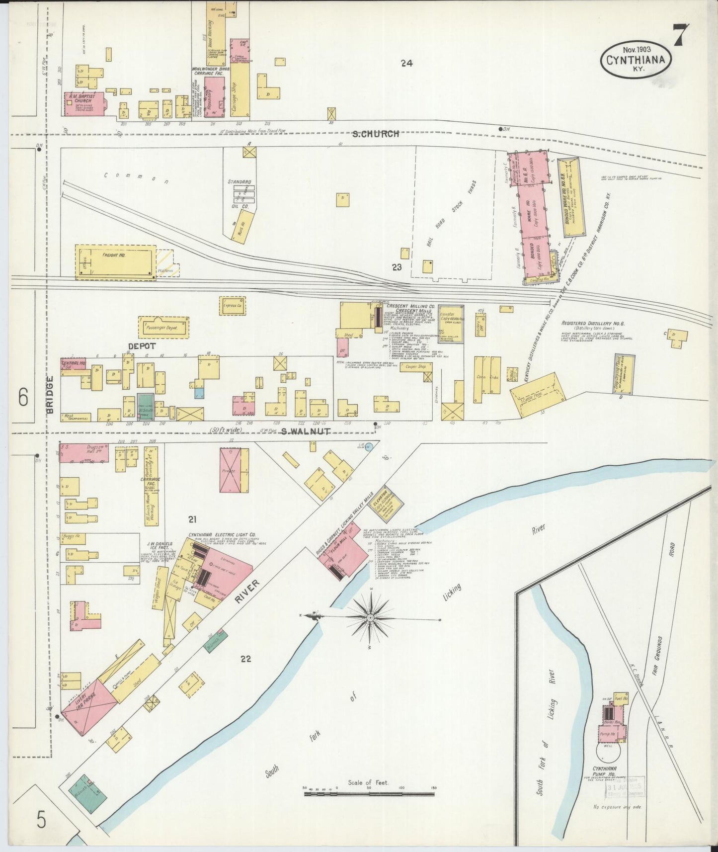 Sanborn Fire Insurance Map from Cynthiana, Harrison County, Kentucky (1903), Sheet #0007 - Complete Map Set gallery image, historic Sanborn map, vintage wall art, Kentucky Kentucky