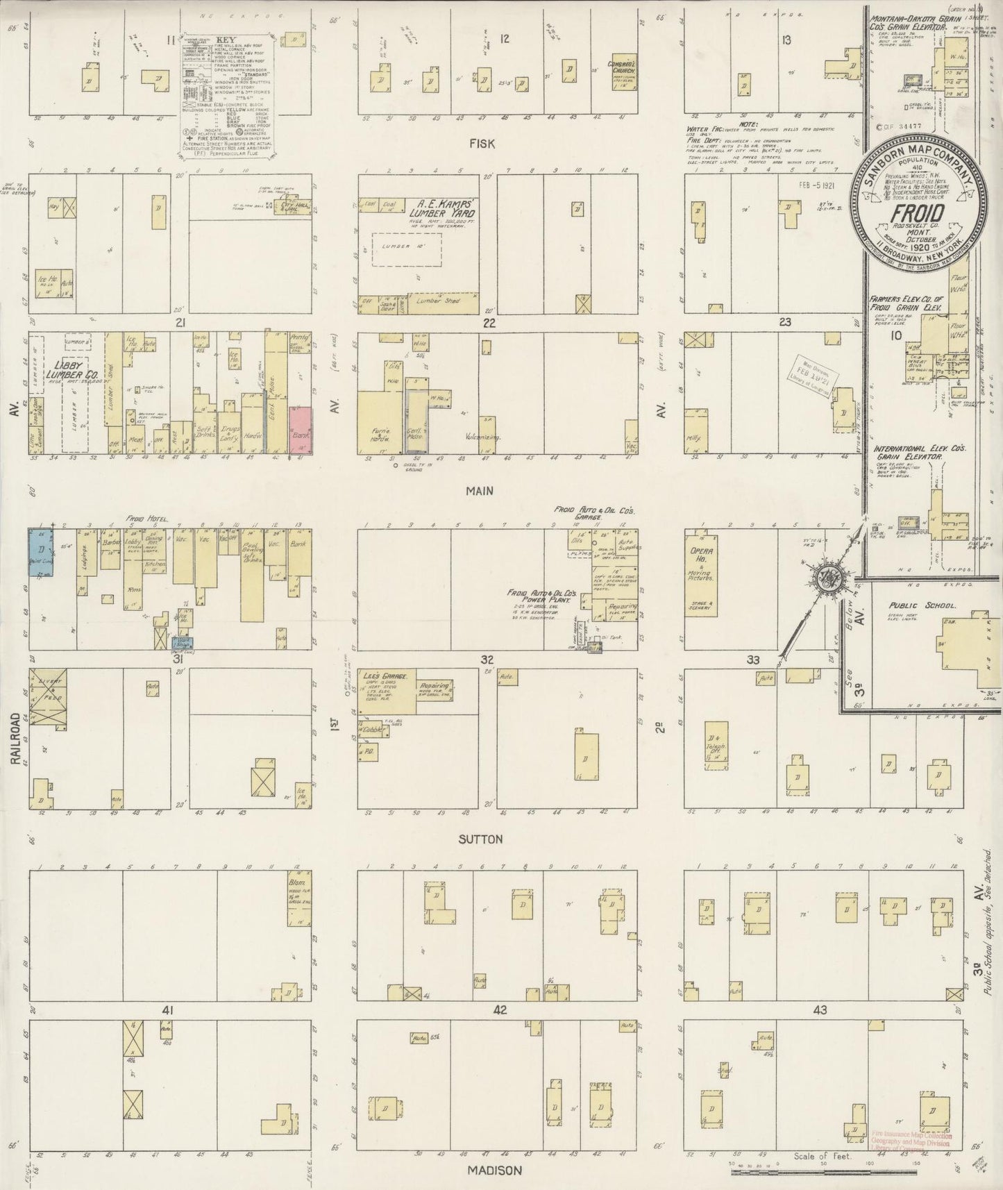 Sanborn Fire Insurance Map from Froid, Roosevelt County, Montana (1920), Sheet #0001 - Historic Sanborn Fire Insurance Map Print, vintage old map wall art, antique decor, genealogy gift, Montana Montana map