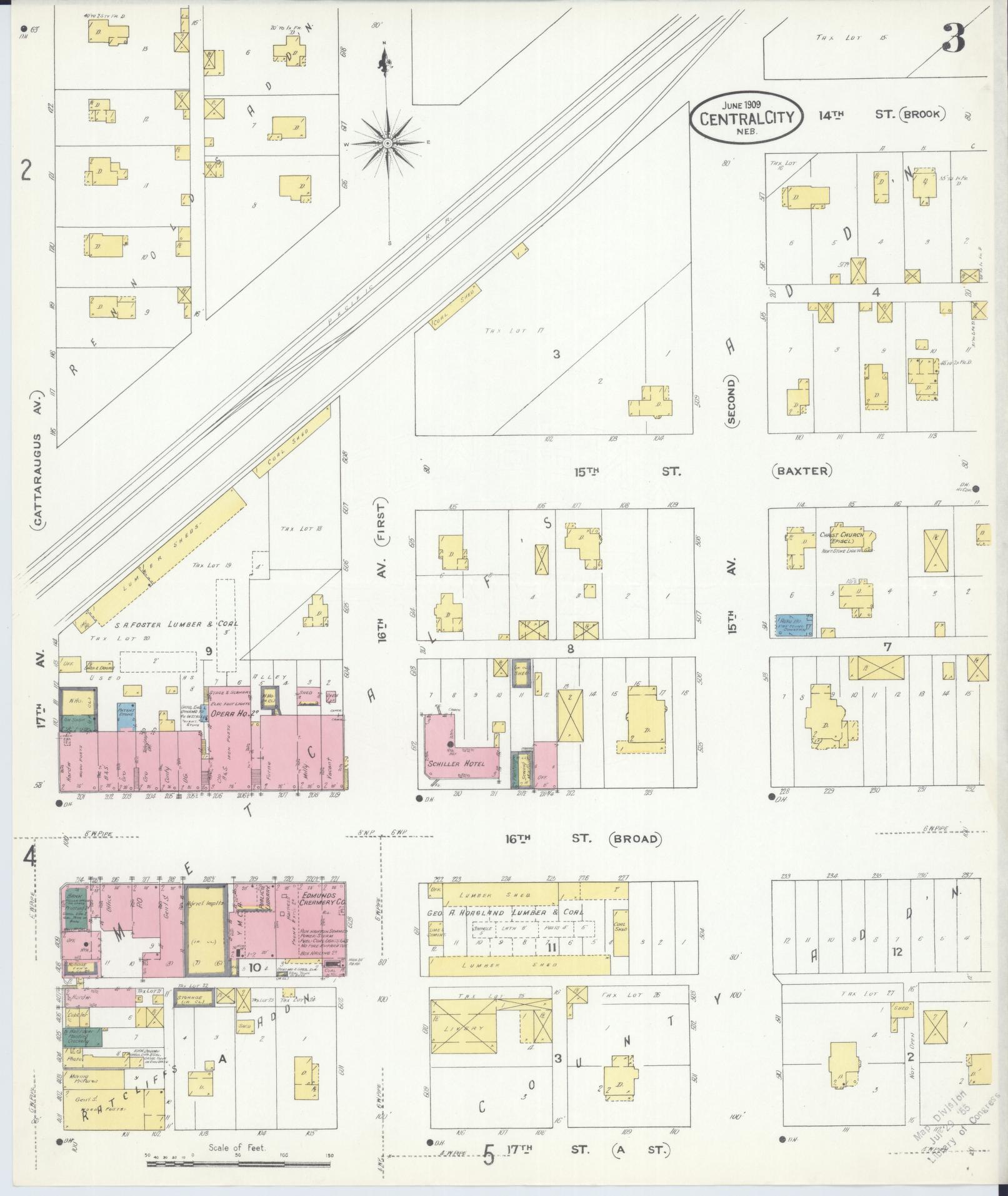 Sanborn Fire Insurance Map from Central City, Merrick County, Nebraska (1909), Sheet #0003 - Historic Sanborn Fire Insurance Map Print, vintage old map wall art, antique decor, genealogy gift, Nebraska Nebraska map