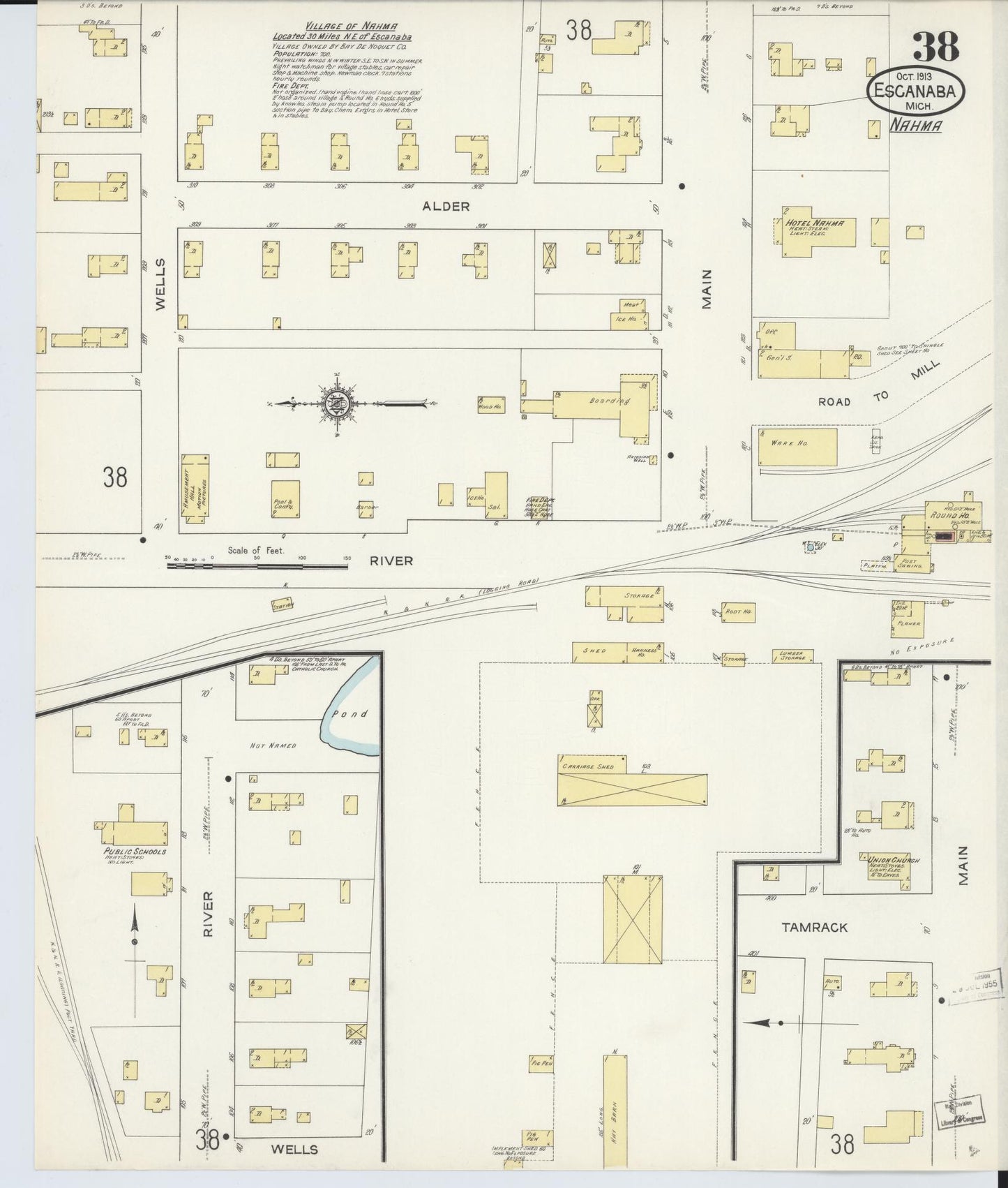 Sanborn Fire Insurance Map from Escanaba, Delta County, Michigan (1913), Sheet #0038 - Historic Sanborn Fire Insurance Map Print, vintage old map wall art, antique decor, genealogy gift, Michigan Michigan map