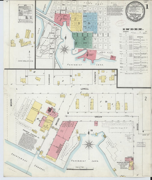 Sanborn Fire Insurance Map from Pentwater, Oceana County, Michigan (1899), Sheet #0001 - Complete Map Set gallery image, historic Sanborn map, vintage wall art, Michigan Michigan