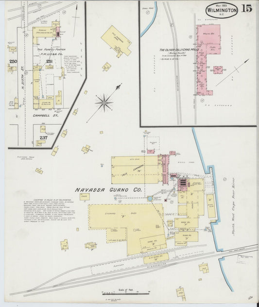 Sanborn Fire Insurance Map from Wilmington, New Hanover County, North Carolina (1889), Sheet #0015 - Historic Sanborn Fire Insurance Map Print, vintage old map wall art, antique decor, genealogy gift, North Carolina North Carolina map