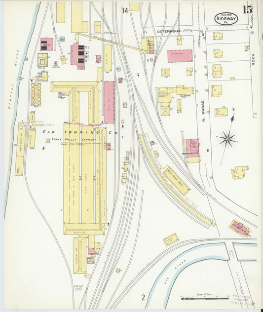 Sanborn Fire Insurance Map from Ridgway, Elk County, Pennsylvania (1909), Sheet #0015 - Historic Sanborn Fire Insurance Map Print, vintage old map wall art, antique decor, genealogy gift, Pennsylvania Pennsylvania map