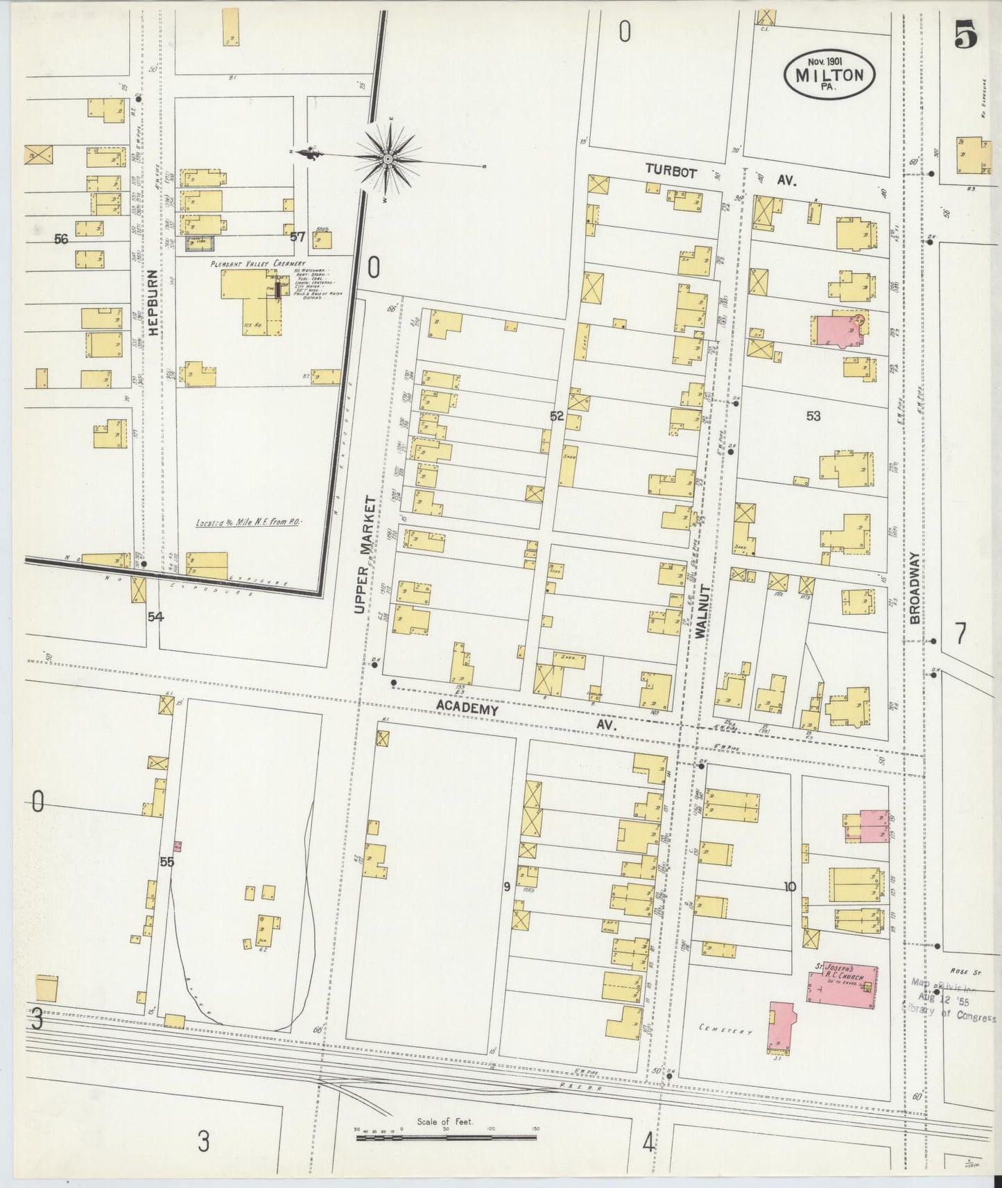 Sanborn Fire Insurance Map from Milton, Northumberland County, Pennsylvania (1901), Sheet #0005 - Complete Map Set gallery image, historic Sanborn map, vintage wall art, Pennsylvania Pennsylvania