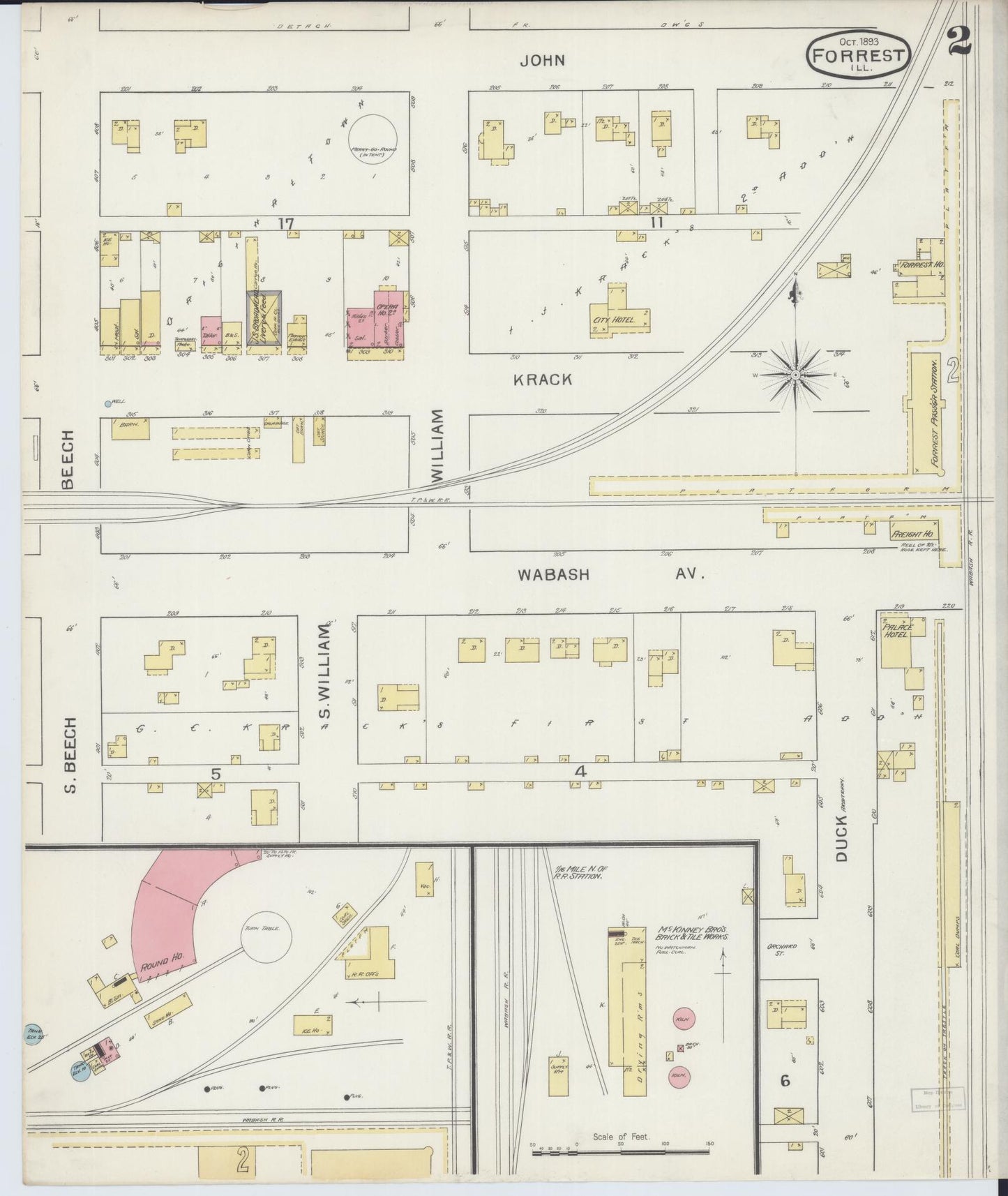 Sanborn Fire Insurance Map from Forrest, Livingston County, Illinois (1893), Sheet #0002 - Complete Map Set gallery image, historic Sanborn map, vintage wall art, Illinois Illinois