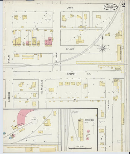 Sanborn Fire Insurance Map from Forrest, Livingston County, Illinois (1893), Sheet #0002 - Complete Map Set gallery image, historic Sanborn map, vintage wall art, Illinois Illinois