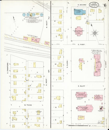 Sanborn Fire Insurance Map from Carroll, Carroll County, Iowa (1909), Sheet #0006 - Historic Sanborn Fire Insurance Map Print