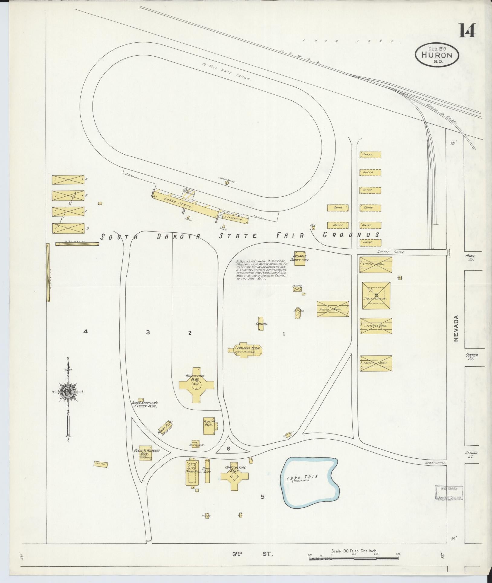 Sanborn Fire Insurance Map from Huron, Beadle County, South Dakota (1910), Sheet #0014 - Complete Map Set gallery image, historic Sanborn map, vintage wall art, South Dakota South Dakota