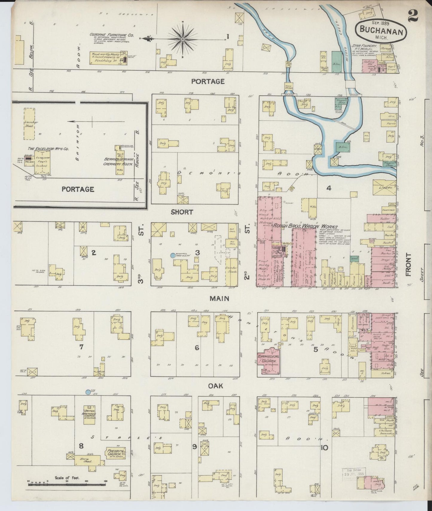 Sanborn Fire Insurance Map from Buchanan, Berrien County, Michigan (1889), Sheet #0002 - Historic Sanborn Fire Insurance Map Print, vintage old map wall art, antique decor, genealogy gift, Michigan Michigan map