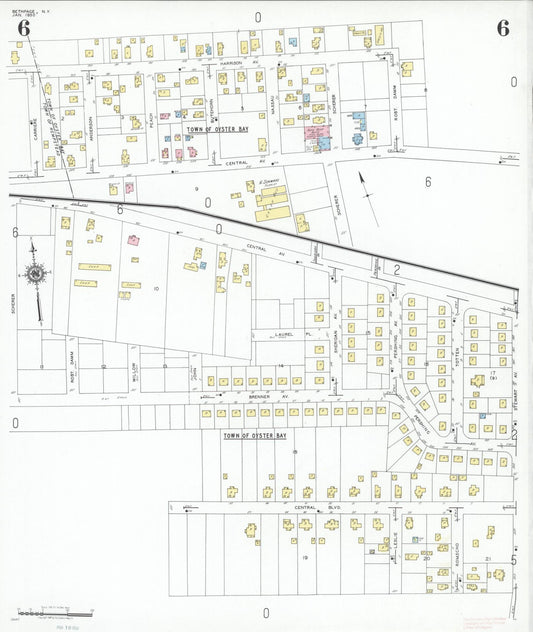 Sanborn Fire Insurance Map from Bethpage, Nassau County, New York (1950), Sheet #0006 - Historic Sanborn Fire Insurance Map Print, vintage old map wall art, antique decor, genealogy gift, New York New York map
