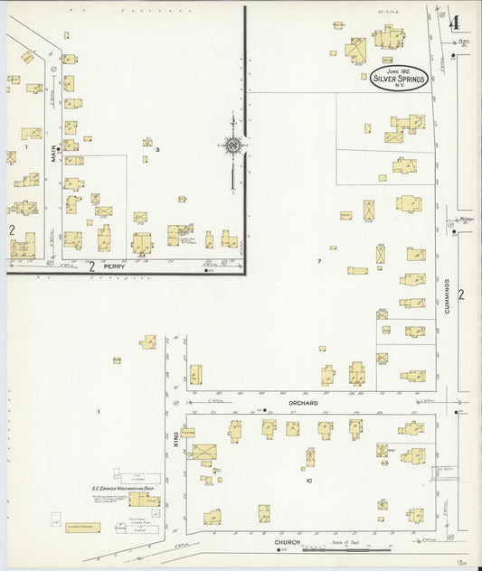 Sanborn Fire Insurance Map from Silver Springs, Wyoming County, New York (1912), Sheet #0004 - Historic Sanborn Fire Insurance Map Print, vintage old map wall art, antique decor, genealogy gift, Silver Springs Wyoming map