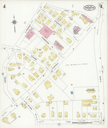 Sanborn Fire Insurance Map from Torrington, Litchfield County, Connecticut (1924), Sheet #0004 - Complete Map Set gallery image, historic Sanborn map, vintage wall art, Connecticut Connecticut