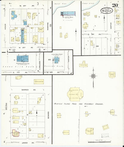 Sanborn Fire Insurance Map from Winfield, Cowley County, Kansas (1912), Sheet #0020 - Complete Map Set gallery image, historic Sanborn map, vintage wall art, Kansas Kansas