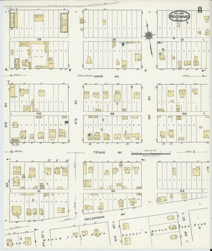 Sanborn Fire Insurance Map from Woodward, Woodward County, Oklahoma (1930), Sheet #0008 - Complete Map Set gallery image, historic Sanborn map, vintage wall art, Oklahoma Oklahoma
