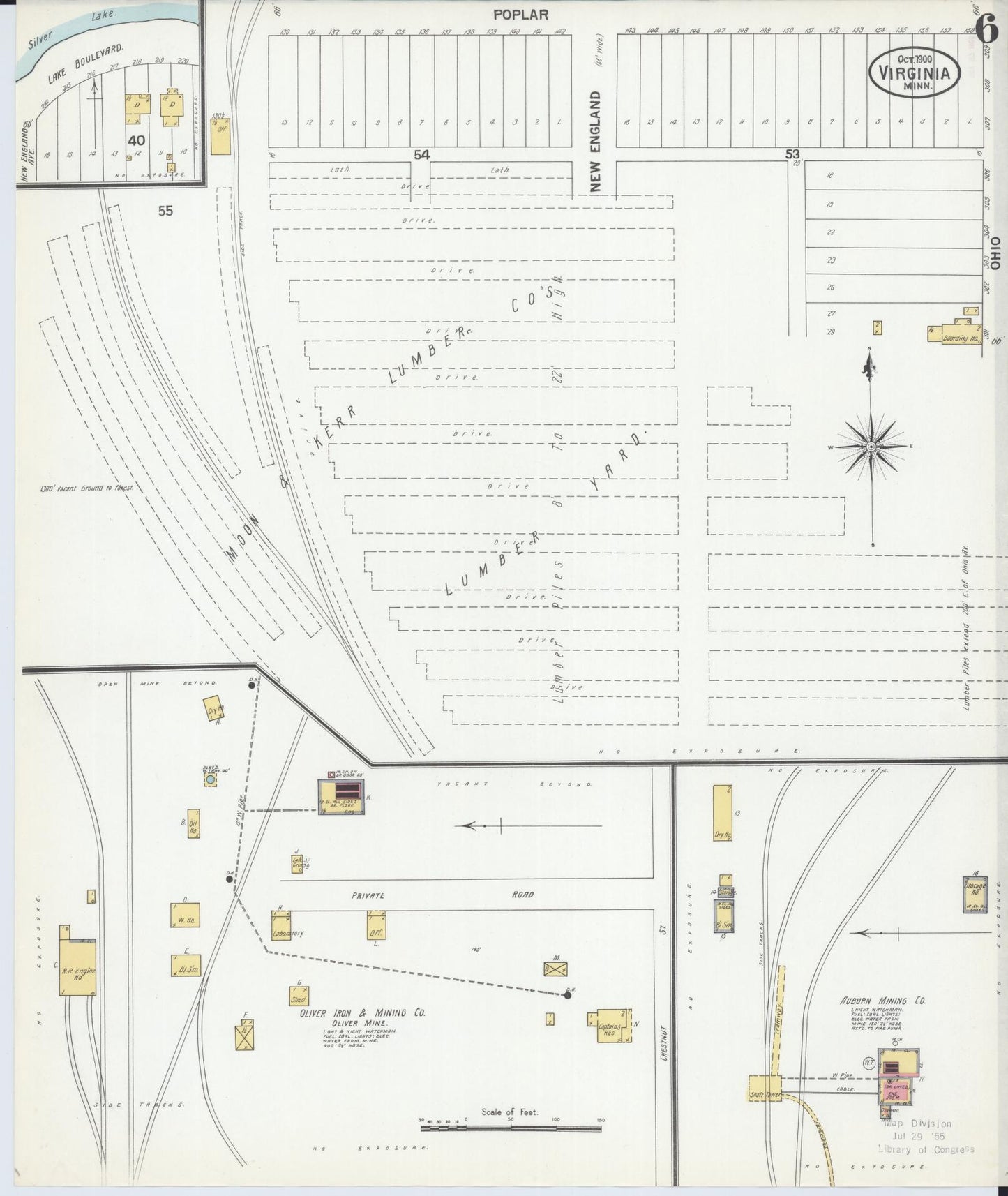 Sanborn Fire Insurance Map from Virginia, Saint Louis County, Minnesota (1900), Sheet #0006 - Complete Map Set gallery image, historic Sanborn map, vintage wall art, Minnesota Minnesota