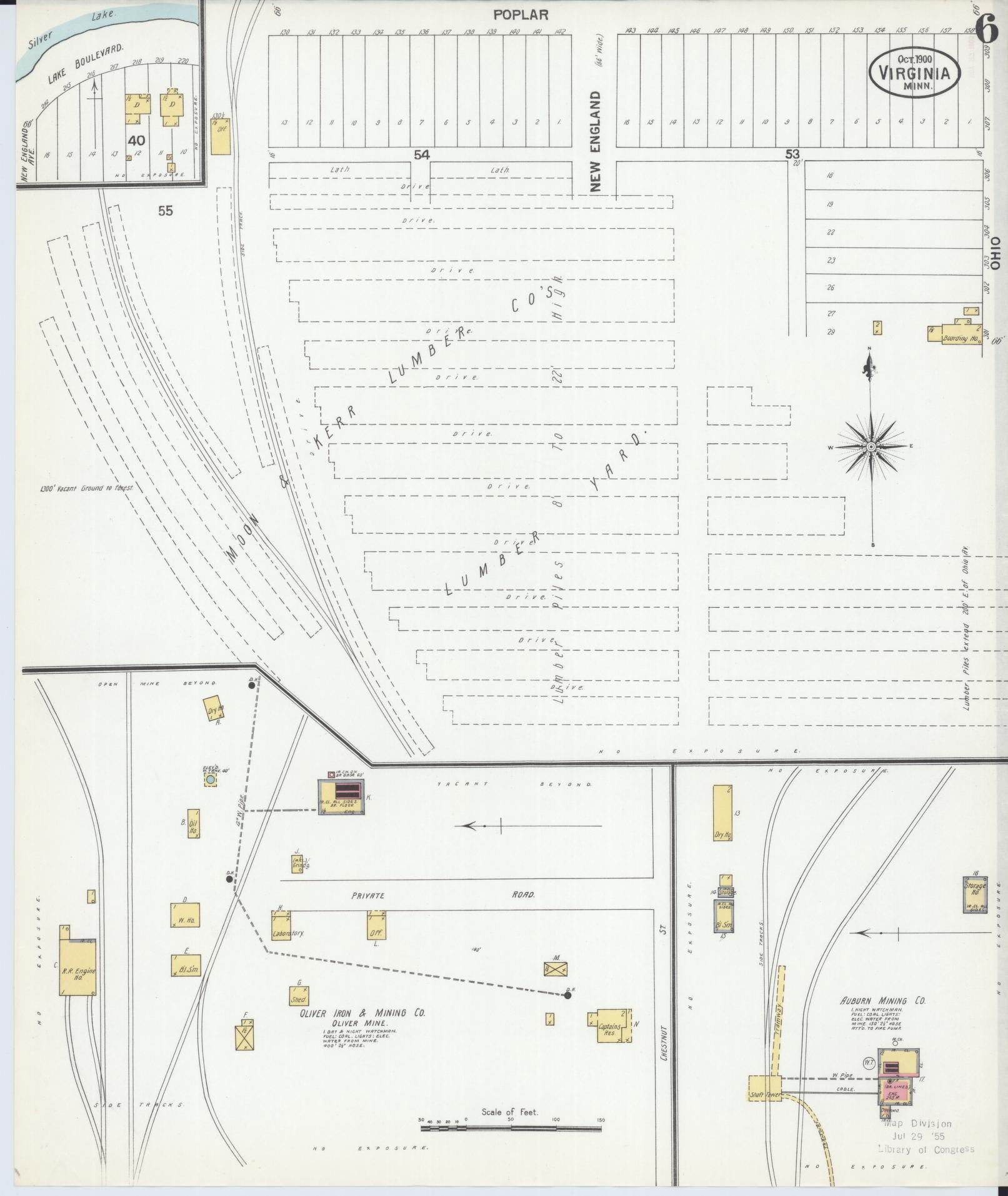 Sanborn Fire Insurance Map from Virginia, Saint Louis County, Minnesota (1900), Sheet #0006 - Complete Map Set gallery image, historic Sanborn map, vintage wall art, Minnesota Minnesota