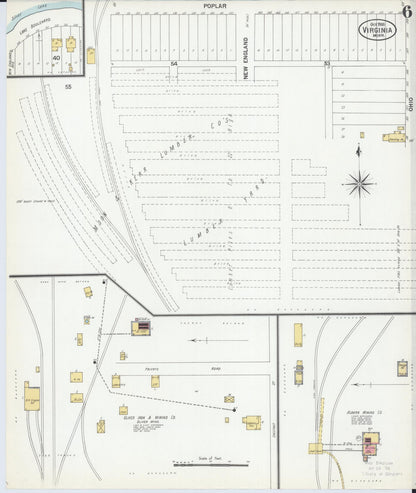 Sanborn Fire Insurance Map from Virginia, Saint Louis County, Minnesota (1900), Sheet #0006 - Complete Map Set gallery image, historic Sanborn map, vintage wall art, Minnesota Minnesota