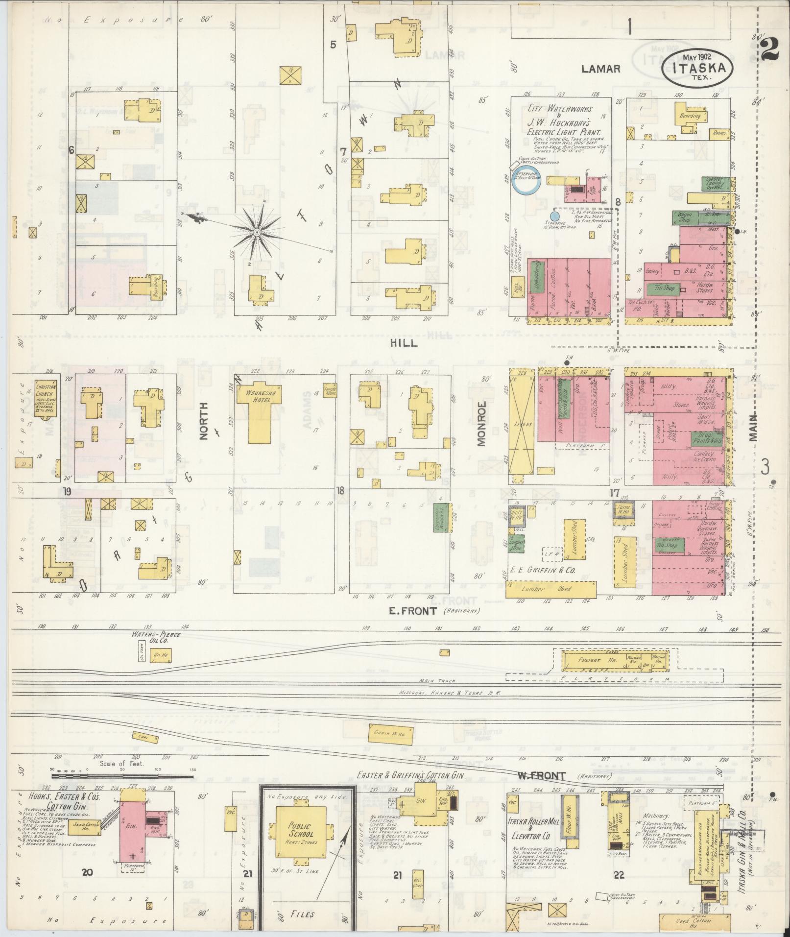 Sanborn Fire Insurance Map from Itasca, Hill County, Texas (1902), Sheet #0002 - Historic Sanborn Fire Insurance Map Print, vintage old map wall art, antique decor, genealogy gift, Texas Texas map