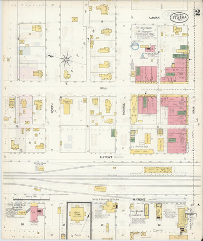 Sanborn Fire Insurance Map from Itasca, Hill County, Texas (1902), Sheet #0002 - Historic Sanborn Fire Insurance Map Print, vintage old map wall art, antique decor, genealogy gift, Texas Texas map