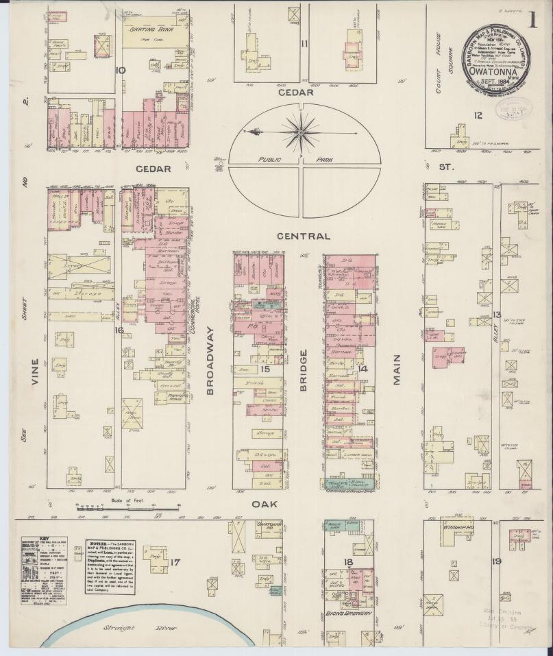Sanborn Fire Insurance Map from Owatonna, Steele County, Minnesota. (1884) – Map View