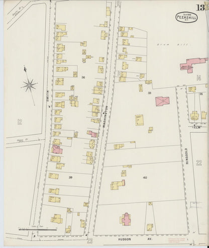 Sanborn Fire Insurance Map from Peekskill, Westchester County, New York (1895), Sheet #0013 - Complete Map Set gallery image, historic Sanborn map, vintage wall art, New York New York