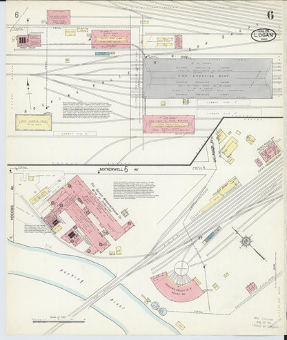 Sanborn Fire Insurance Map from Logan, Hocking County, Ohio (1914), Sheet #0006 - Historic Sanborn Fire Insurance Map Print, vintage old map wall art, antique decor, genealogy gift, Ohio Ohio map