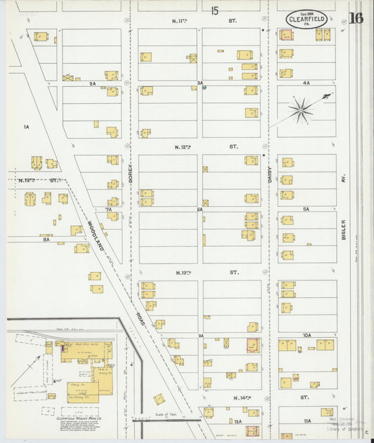 Sanborn Fire Insurance Map from Clearfield, Clearfield County, Pennsylvania (1904), Sheet #0016 - Historic Sanborn Fire Insurance Map Print, vintage old map wall art, antique decor, genealogy gift, Pennsylvania Pennsylvania map