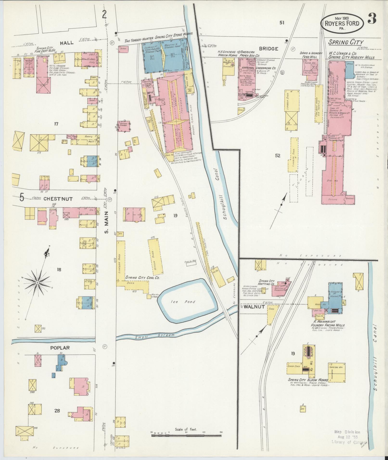 Sanborn Fire Insurance Map from Royersford, Montgomery County, Pennsylvania (1909), Sheet #0003 - Complete Map Set gallery image, historic Sanborn map, vintage wall art, Pennsylvania Pennsylvania