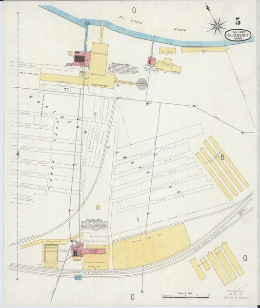 Sanborn Fire Insurance Map from Cloquet, Carlton County, Minnesota (1897), Sheet #0005 - Historic Sanborn Fire Insurance Map Print, vintage old map wall art, antique decor, genealogy gift, Minnesota Minnesota map