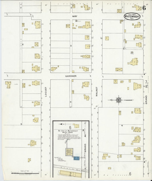 Sanborn Fire Insurance Map from Whitewright, Grayson County, Texas (1920), Sheet #0006 - Historic Sanborn Fire Insurance Map Print, vintage old map wall art, antique decor, genealogy gift, Texas Texas map