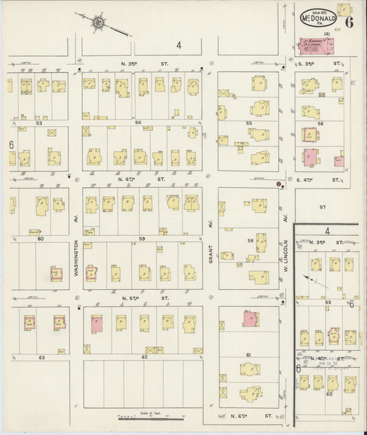 Sanborn Fire Insurance Map from McDonald, Washington County, Pennsylvania (1915), Sheet #0006 - Historic Sanborn Fire Insurance Map Print, vintage old map wall art, antique decor, genealogy gift, Pennsylvania Pennsylvania map