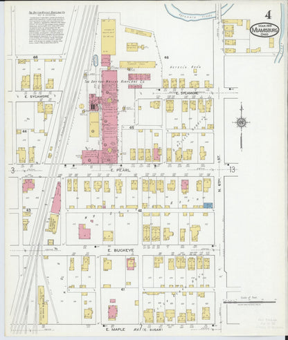 Sanborn Fire Insurance Map from Miamisburg, Montgomery County, Ohio (1919), Sheet #0004 - Historic Sanborn Fire Insurance Map Print, vintage old map wall art, antique decor, genealogy gift, Ohio Ohio map