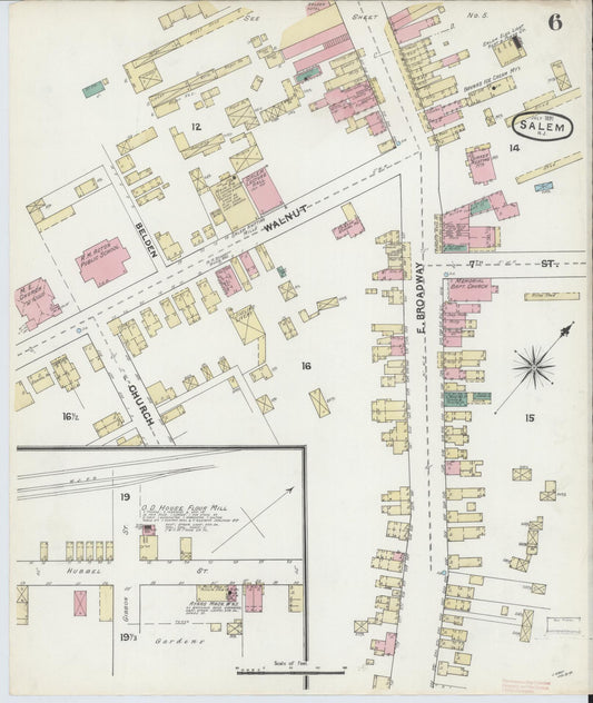 Sanborn Fire Insurance Map from Salem, Salem County, New Jersey (1891), Sheet #0006 - Historic Sanborn Fire Insurance Map Print, vintage old map wall art, antique decor, genealogy gift, New Jersey New Jersey map