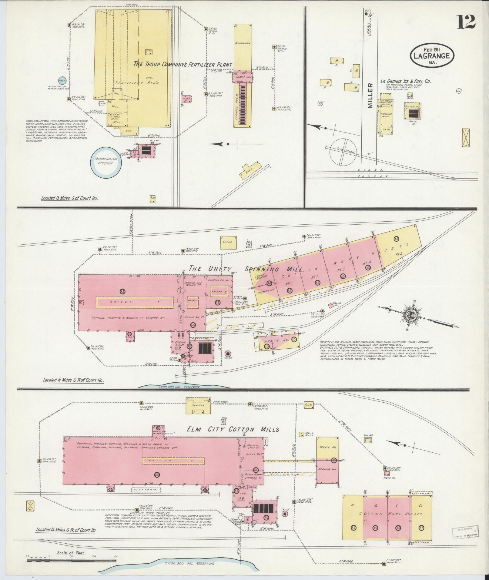 Sanborn Fire Insurance Map from La Grange, Troup County, Georgia (1911), Sheet #0012 - Historic Sanborn Fire Insurance Map Print, vintage old map wall art, antique decor, genealogy gift, Georgia Georgia map