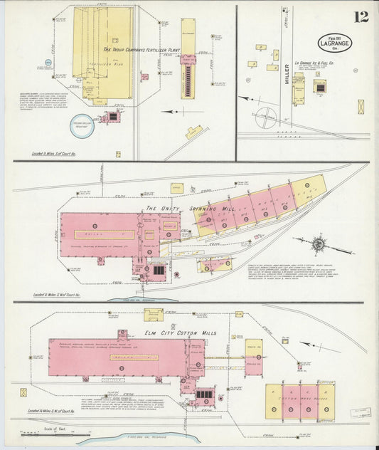 Sanborn Fire Insurance Map from La Grange, Troup County, Georgia (1911), Sheet #0012 - Historic Sanborn Fire Insurance Map Print, vintage old map wall art, antique decor, genealogy gift, Georgia Georgia map