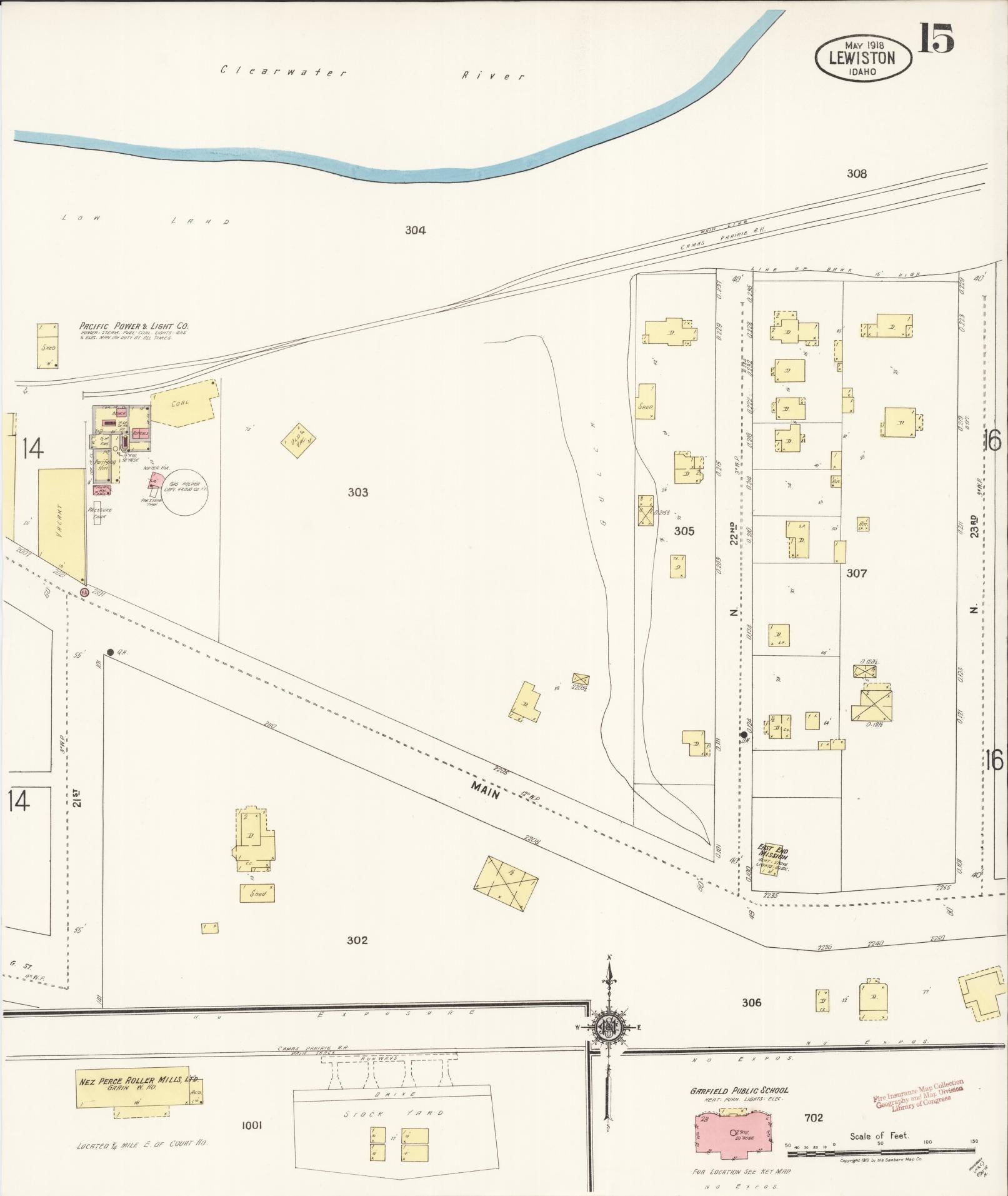 Sanborn Fire Insurance Map from Lewiston, Nez Perce County, Idaho (1918), Sheet #0015 - Complete Map Set gallery image, historic Sanborn map, vintage wall art, Idaho Idaho