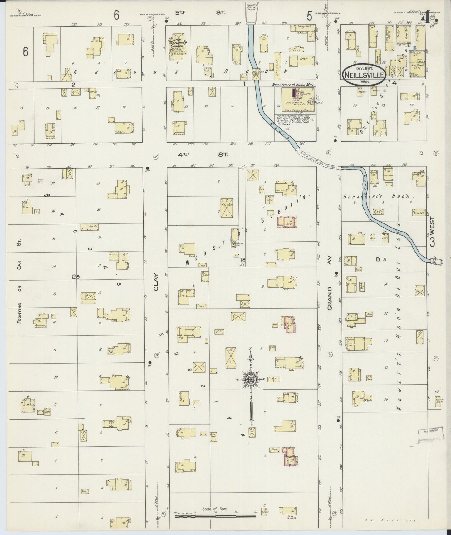 Sanborn Fire Insurance Map from Neillsville, Clark County, Wisconsin (1914), Sheet #0004 - Complete Map Set gallery image, historic Sanborn map, vintage wall art, Wisconsin Wisconsin