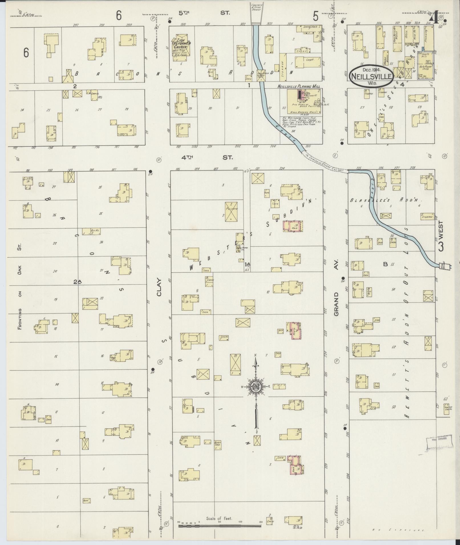 Sanborn Fire Insurance Map from Neillsville, Clark County, Wisconsin (1914), Sheet #0004 - Complete Map Set gallery image, historic Sanborn map, vintage wall art, Wisconsin Wisconsin