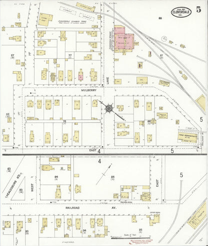 Sanborn Fire Insurance Map from Cloverdale, Sonoma County, California (1911), Sheet #0005 - Historic Sanborn Fire Insurance Map Print, vintage old map wall art, antique decor, genealogy gift, California California map